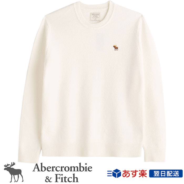 アバクロ Abercrombie＆Fitch アバクロンビー&フィッチ 正規 メンズ アイコン クルーネックセーター Signature Icon Crew Sweater クリーム US限定モデル 送料無料