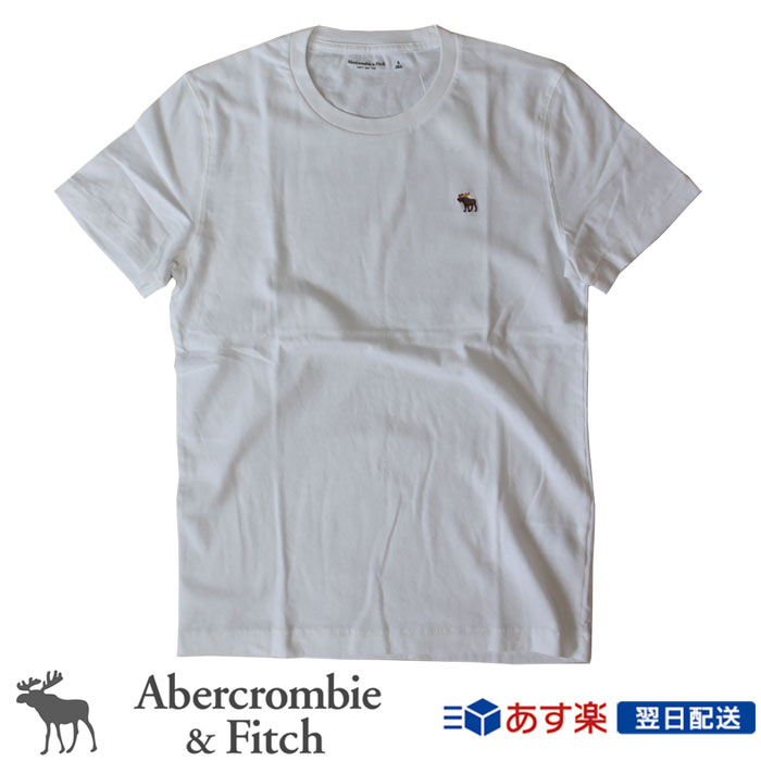アバクロ Abercrombie＆Fitch アバクロンビー＆フィッチ メンズ アイコン クルーネックTシャツ ホワイト US限定モデル 送料無料
