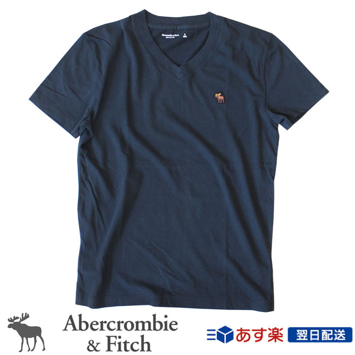 アバクロ Abercrombie＆Fitch アバクロンビー＆フィッチ メンズ アイコン VネックTシャツ ネイビー US限定モデル 送料無料