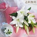 上品 白 百合 花束 3本 【 誕生日 結婚記念日 送別会 結婚 ウエディング 送別 祝い お供え お悔み プレゼント 結婚祝い お礼 大輪 シロ ユリ 花束 送別会 退職 祝い 女性 母 妻 豪華 長持ち 生花 花