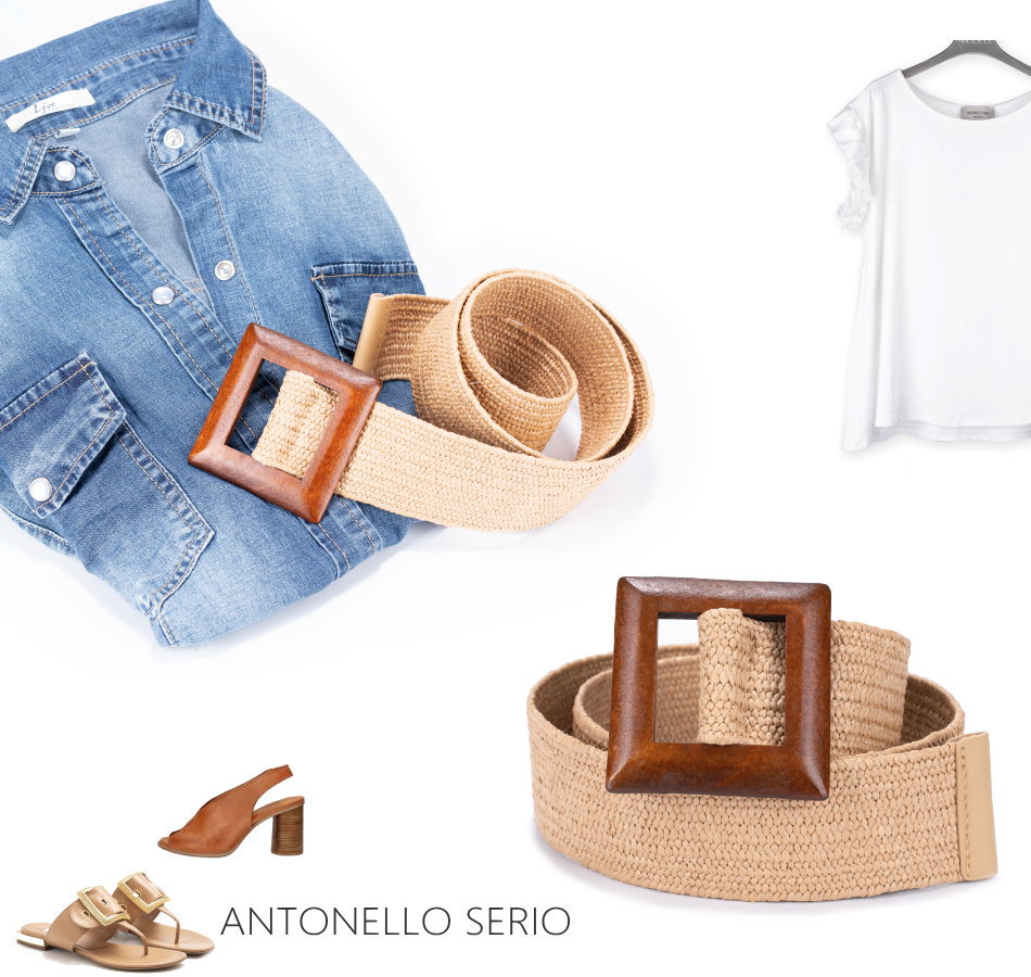 【イタリア直輸入】【よりどり3個以上で各200円引き】イタリアANTONELLO SERIO　雑材ウッド バックル レディースサッシュベルト 01N56422