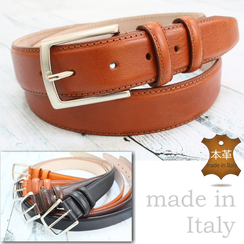 【イタリア直輸入】【よりどり3個以上で各200円引き】イタリア製メンズ牛革ベルト カーフ革ヌバック裏 レザーベルト RETUCCI500A【定番】