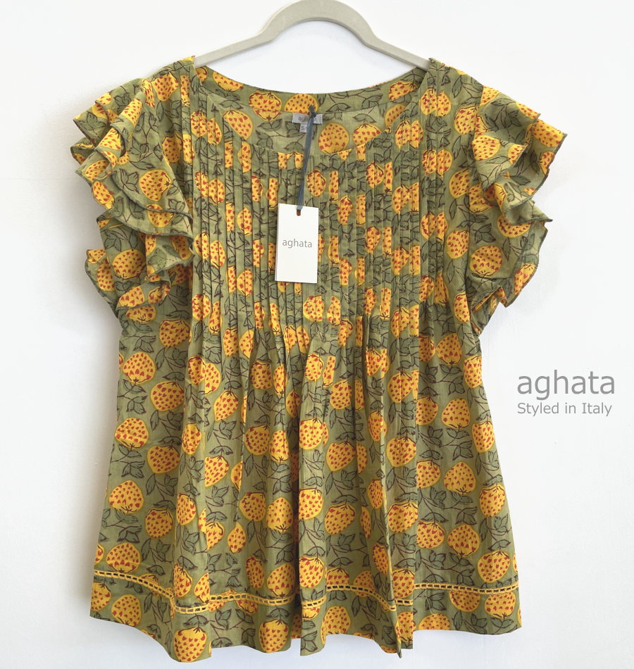 樂天商城 - 【イタリア直輸入】【よりどり3個以上で各200円引き】イタリア ブランド AGHATA アガタ トップス ボタニカル柄 コットン100％ プロヴァンス風 トップス ブラウス ゆったりシルエット リラックスフィット 真夏も涼しい コットン100% レディース CAM259【25C】