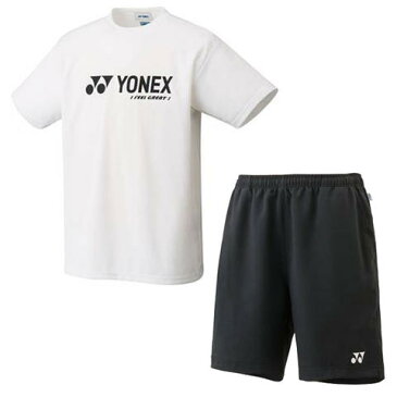 【送料無料】【よりどり3個以上で各200円引き】YONEX(ヨネックス)ユニセックスユニベリークールTシャツ・ハーフパンツ上下セットホワイト×ブラック16201-011-1550-007【16★】●●