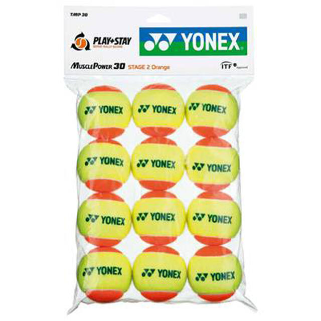 【送料無料】【まとめ買いがお得！】YONEX(ヨネックス)キッズ ジュニアマッスルパワーボール30 (12個入)硬式テニスボールオレンジTMP30-005【定番】