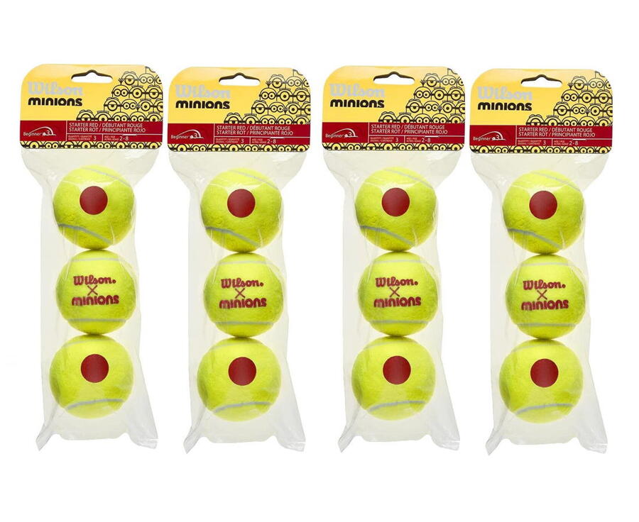 【送料無料】【まとめ買いがお得!】Wilson(ウイルソン)スターター・ゲーム硬式テニスボールイエロー×オレンジ【3球入り1パック×4セット】WRT137300...