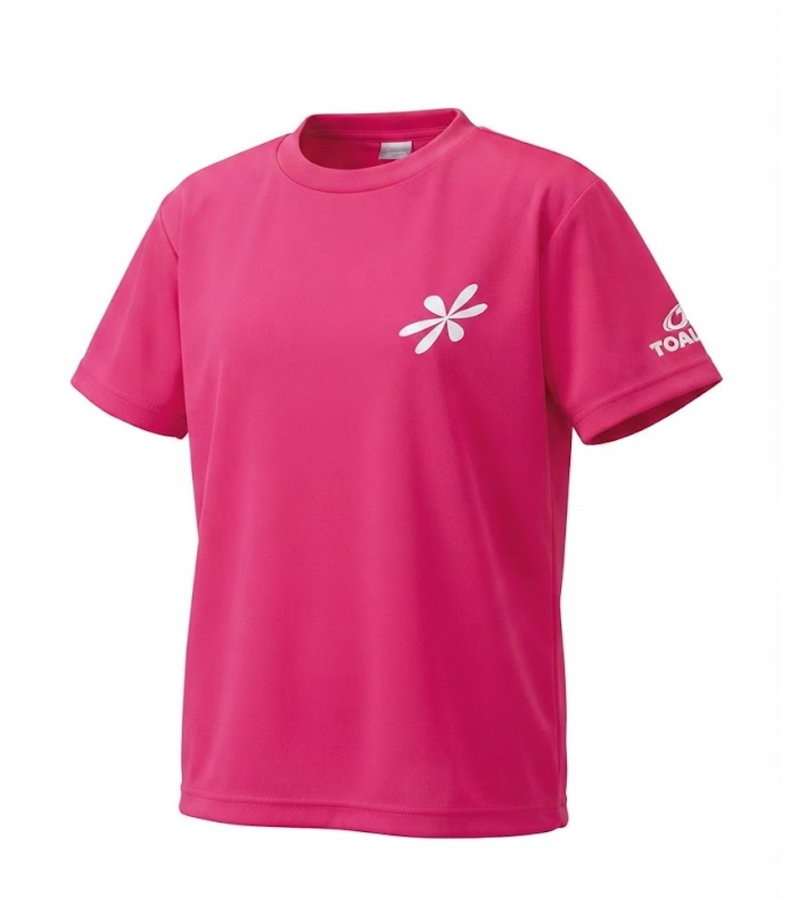 TOALSON(トアルソン)　アスタリスクTシャツ です。 カラー：ピンク サイズ：S、M 素　材：ポリエステル100% S 身丈 ：61cm 着丈： 64cm 身幅 ：43cm 肩幅 ：42cm 袖丈 ：20cm M 身丈： 64cm 着丈： 67cm 身幅 ：47cm 肩幅： 44cm 袖丈：20cm 画像について：お使いの液晶機種やモニター環境、撮影に使用している 光源と商品をご覧いただく光源の違い等により 商品のお色と画像の色合いが異なって見えることがございます。 ご了承ください。