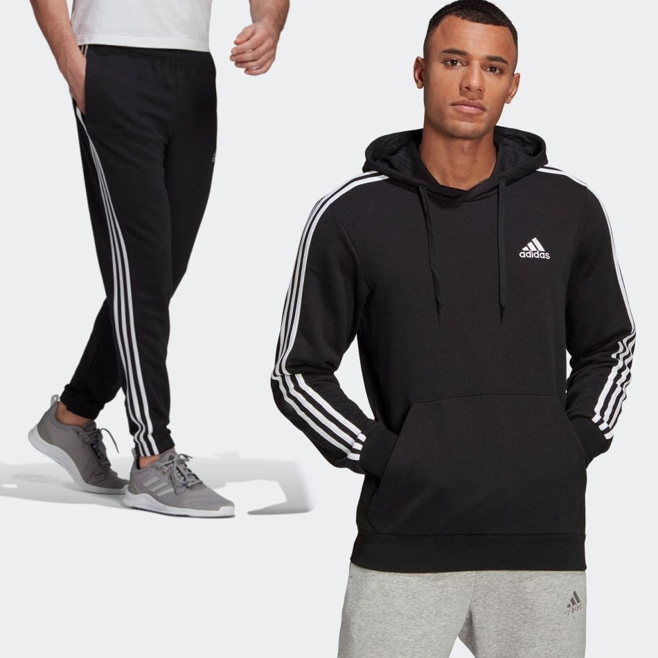 【送料無料】【廃番】adidas(アディダス) エッセンシャルズ メンズ 3ストライプス スエットパーカー スエットパンツ 上下セット ジャージ 上下 フーディー スエット上下セット 【ブラック】 S/M/L/XL 29197-GK9062-31323-GK8829【22★】