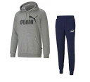 【送料無料】【上下セット】 puma(プーマ)メンズ上下パーカーパンツ ビッグロゴ フーディスウエット ミディアムグレーヘザー×ピーコート 588709-03-...
