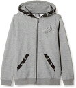 PUMA(プーマ) 裏起毛 長袖 パーカーキッズ・ジュニア AMPLIFIED フルジップ フーディーミディアムグレー 585231-03