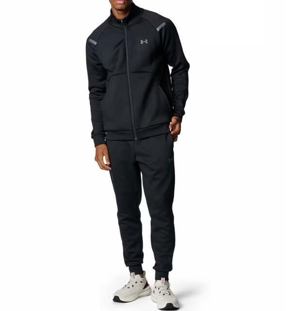 【訳あり品】【上下セット XLサイズのみ】UNDER ARMOUR(アンダーアーマー) 上下セット アンダーアーマー UNDER ARMOUR メンズ UAアーマーニット トラックスーツ トラックジャケット＋パンツ セットアップ ジャージ上下　ブラック 6007743-001-6007744-001-XL-B【25★】