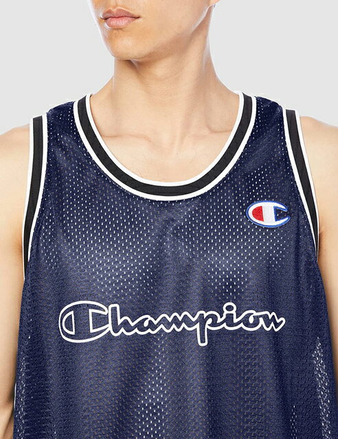 【送料無料】【4000円均一】【廃番】Champion(チャンピオン) 抗菌 防臭 バスケ ウェアメンズ メッシュタンクトップネイビー C3TB346-370【21★】