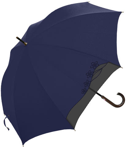 【送料無料】【よりどり3個以上で各200円引き】レディース・ウィメンズ晴雨兼用傘 オーガンジー刺繍PUコーティング50cm 手開き傘ネイビーMK622900-NV【18★】【婦人傘】【晴雨兼用傘】
