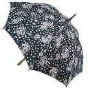 【送料無料】【よりどり3個以上で各200円引き】日本製晴雨兼用 三河木綿桜プリント47cm 長傘ブラック28-6544-BK【17★】【雨傘】【婦人傘】【日傘】