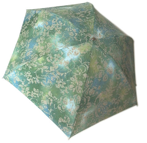 【送料無料】レディース・ウィメンズ 日本製 晴雨兼用 綿柿渋染め 50cm ミニ折りたたみ傘 グリーン 27-..