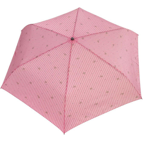 【送料無料】【1500円均一】レディース・ウィメンズ リボン×ストライプ 55cm 折りたたみ傘 ピンク 4881526-PK【18★】【婦人傘】【雨傘】