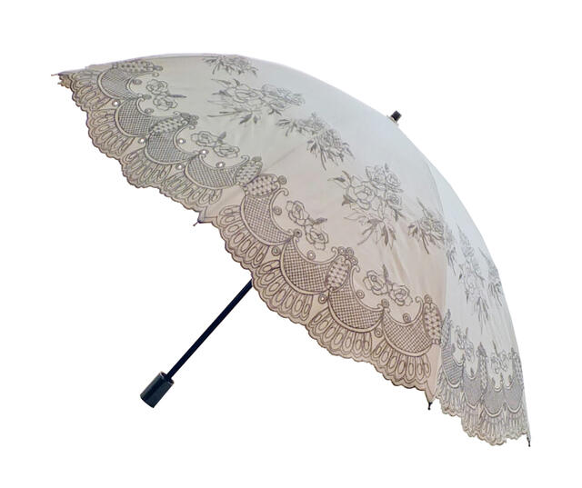 【送料無料】レディース・ウィメンズ綿麻総刺繍 晴雨兼用傘 折りたたみ傘50cmオフ8052085-OF【20☆】【婦人傘】