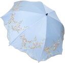 【送料無料】【廃番】晴雨兼用傘 綿サテン 刺繍 折りたたみ傘レディース・ウィメンズ50cmブルー6089274-BL【20★】【婦人傘】【晴雨兼用傘】