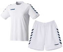 【送料無料】【よりどり3個以上で各200円引き】【廃番】hummel(ヒュンメル) キッズ・ジュニアジュニアプレゲームシャツ・パンツ上下セットホワイト×ネイビー...