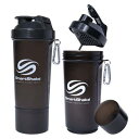 ■商品の紹介 SmartShake(スマートシェイク )のシェイカーボトルです。 個別に運ぶ手間を省いた3層構造で複数回数の プロテイン、サプリメント、通常の飲み物を同時携帯 可能。さらに独自の漏れ防止技術、プロテインが 数シェイクでしっかりと混ざり、ダマになりにくく、 ダマになったプロテインも飲み口に流れずしっかり キャッチしワンプッシュで飲める特許出願中の スナップオン・ストレーナー採用。 サイドの表示単位もmlとozのダブルの目盛で海外製 のプロテインでも分量の間違いを防ぎます。 素材にも徹底的にこだわることにより 非毒性（BPA、DEHPフリー）はもちろん電子レンジ、 食洗機、冷蔵庫での使用も可。また、複数のカラーを 合わせる事で自分だけのカラーリングも楽しめます。 メーカー希望小売価格：1,700円(税別) カラー：ブラック サイズ：直径8.5cm×高さ21cm 素材： (本体)ポリプロピレン (カラビナ)ステンレス 容量：500ml ■