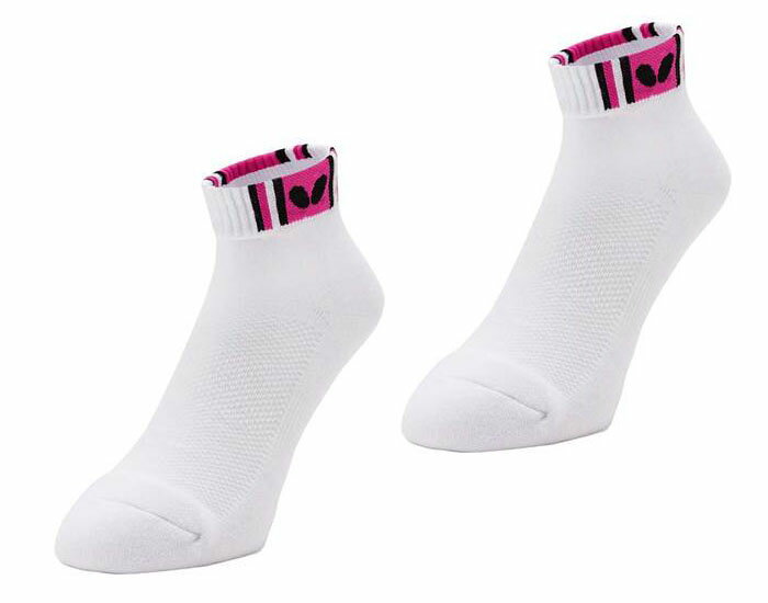 【送料無料】【洗い替えに2足セット以上で！】Butterfly（バタフライ）フルグレス・ソックスホワイト×ロゼ　92380-921-SET【24☆】