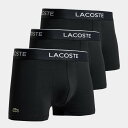 LACOSTE(ラコステ)ショート ボクサーパンツ 3枚セット メンズ 下着メンズ ボクサー ショーツ 3枚セット コットン ストレッチ スポーツ インナーにも ブラック サイズS L5H3389-031