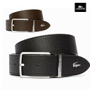 【送料無料】 LACOSTE(ラコステ) レザー ベルト ビジネス スーツ 牛革 小物 メンズ シルバー色金具 ブラック/ブラウン ロゴ、ロゴマーク入り ブラン...