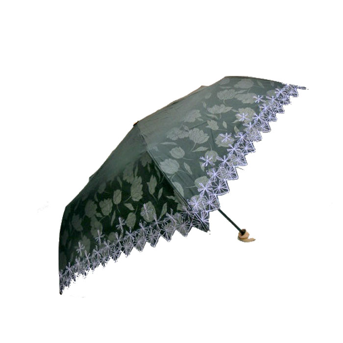 【送料無料】(雨傘)(婦人傘) レディース・ウィメンズ オパールスカラップ刺繍 丸ミニ 折りたたみ傘 (50cm) パープル 350004-PU (16☆)