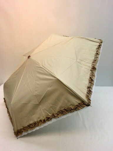 【送料無料】シルバーコーティング 晴雨兼用 UV97%以上カット レース 切り継ぎ柄フリル付 50cm ミニ折りたたみ傘 ベージュギンガム 350178-4-BE【17☆】【雨傘】【婦人傘】 【送料無料】シルバーコーティング 晴雨兼用 UV97%以上カット レース 切り継ぎ柄フリル付 50cm ミニ折りたたみ傘 ベージュギンガム 350178-4-BE【17☆】【雨傘】【婦人傘】