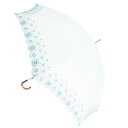 【送料無料】【よりどり3個以上で各200円引き】晴雨兼用 裾サークル小花刺繍傘50cm 中棒スライドショート傘ホワイト28-6364-WH【17☆】【雨傘】【婦...