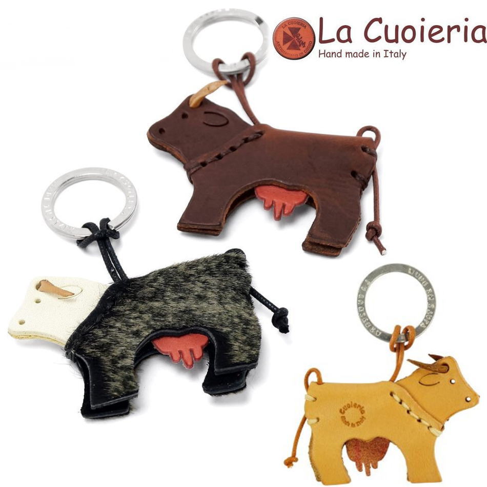 ラ クオイエリア La Cuoieria レザーキーホルダー 動物シリーズ 「ウシ」牛モチーフ プレゼント 7194435 P304