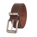 【送料無料】【5000円均一】TOMMY HILFIGER(トミーヒルフィガー) メンズ ベルト ビジネス レザー ロゴ入り メンズ メンズ 本革ベルト ブラウ...