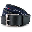 【送料無料】TOMMY HILFIGER(トミーヒルフィガー) メンズ ベルト カジュアル レザー ロゴ入り メンズ メンズ 本革ベルト プレゼント、ギフトにも　80～110cm　サイズ 11TL02X032-BLACK【24☆】