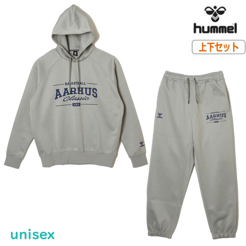 【送料無料】【スウェット上下セット】【15000円均一 Lサイズのみ】hummel(ヒュンメル) スウェットプルオーバー＋パンツ 上下セット マルチスポーツ カジュアル メンズ ユニセックス　グレー　HAPB8026-HAPB8025P-999-L【25★】