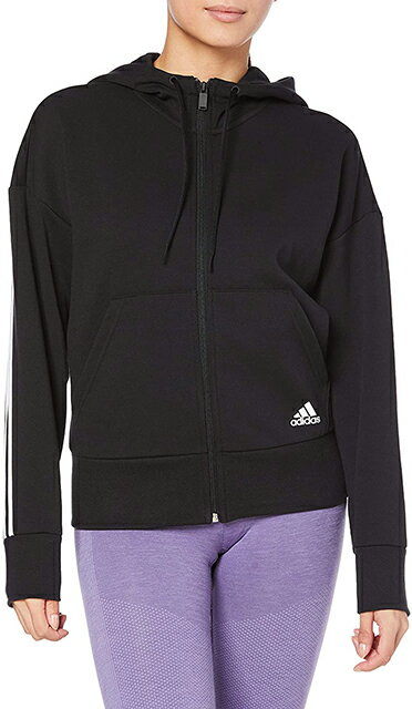 【送料無料】【4500円均一　JMサイズのみ】【廃番】adidas(アディダス) 長袖 スポーツウェアレディース・ウィメンズ フルジップ スキューバパーカーブラック×ホワイト IPA99-FR5113-JM【22☆】