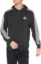 【送料無料】【5000円均一】【廃番追】adidas(アディダス) エッセンシャルズ メンズ 3ストライプス スエットパーカー ブラック×ホワイト　29197-GK9062【22★】