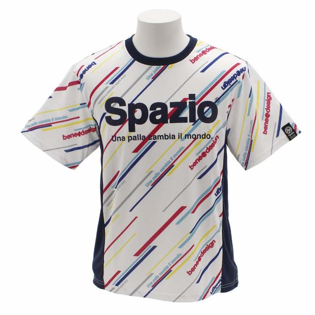 【送料無料】【3000円均一 Sサイズのみ】【廃番メル】SPAZIO(スパッツィオ) ななめストライプ柄 プラクティスシャツ メンズ 速乾性 UVケアー ユニセ...