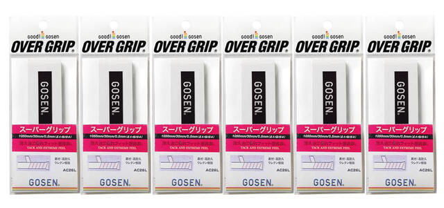 【送料無料】【まとめ買いがお得!】【6本セット単位で】GOSEN(ゴーセン)テニス グリップテープ ウェットタイプスーパーグリップ ロング 6本セットホワイト ...