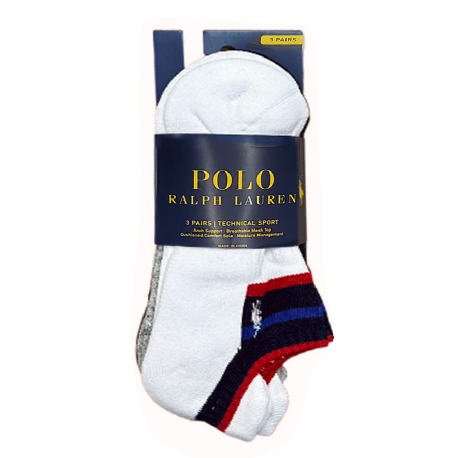 【送料無料】【3500円均一】【3足組】POLO RALPHLAULEN(ポロラルフローレン)　メンズ ユニセックス 靴下 3足組 アンクルソックス メンズ ショート ソックス ブランド ソックス 3足セット ワンサイズ フリー ホワイト、グレー、ネイビー　 827491PK-WHAST【24★】