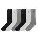 【送料無料】【6足組】POLO RALPHLAULEN(ポロラルフローレン) メンズ ソックス 靴下 6足セット ユニセックス ソックス 6足セット 25~29cm ハイカット グレーアソート GHAST(072)25.0-29.0cm 821005PK2-072【25☆】