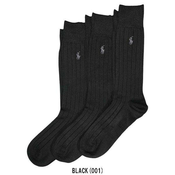 【送料無料】【4500円均一】 POLO RALPHLAULEN(ポロラルフローレン)靴下 メンズ ビジネス ソックス 3足セット 25～29cm　ブラック　8662PK-001【22★】