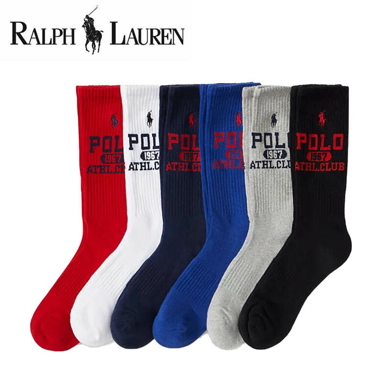 【送料無料】【6足セット】【4000円均一】【廃番】POLO RALPH LAUREN(ポロ ラルフローレン) クルーソックス アソート 6足セット 男性用 ソックス 6足組 靴下 メンズ ビジネス 約25.0-29.0cm　アソート　821487PKZ3-ASST