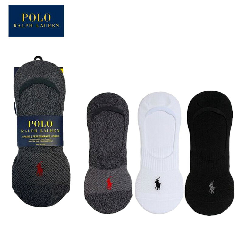 【送料無料】【まとめ買いがお得！】【廃番】【3足組】POLO RALPH LAUREN(ポロ ラルフローレン) 靴下3足組(6枚) カバーソックス メンズ ONE SIZE　CHARCOAL ASST　8293PK-029【25★】
