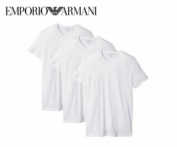 【送料無料】EMPORIO ARMANI(エンポリオアルマーニ)インナートップス クルーネックTシャツ3枚組 ホワイト　110821-CC722-16510【23☆】