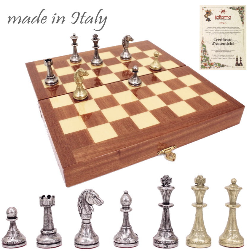 イタリア製チェスメン＆マホガニー製チェスボックス/ボードセット　ART565 