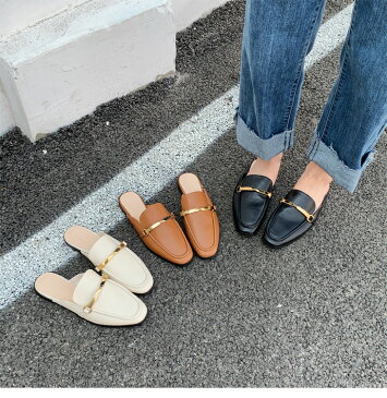 【全品対象10%OFFクーポン発行】ビット ミュールローファー パンプス ローファー サンダル ローヒール フラット かかとなし 歩きやすい おじ靴 履きやすい 大人カジュアル 仕事 オフィス 通勤 トレンド 靴 シューズ 2021春夏新作 【sy7469-1】【予約販売:15-20日】宅別