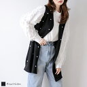 パールジレ ベスト ミドル丈 レイヤード キレイめ 大人可愛い 体型カバー アウター レディース お ...