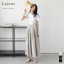 【半額クーポン対象】Lajour made in Japan 日本製 タック プリーツ キャミワンピース ボリューム モード 華奢見え ロングシーズン サロペッ...