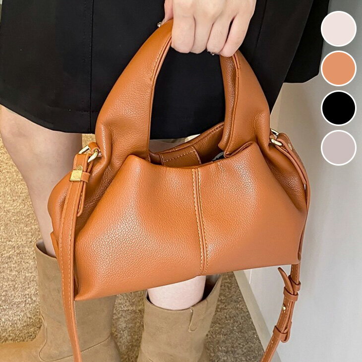 【半額クーポン対象】ミニギャザー ハンドバッグ 2WAY ショルダー コンパクト 軽量 きれいめ カジュアル デイリーユース お出かけ 高見え おしゃれ レディース トレンド 人気 プチプラ 韓国ファッション 2025春夏新作 【akb507-115】【予約販売：15-20日】【送料無料】宅込のサムネイル