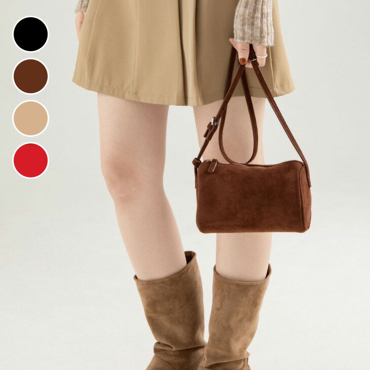 【半額クーポン対象】ハンドバッグ ショルダーバッグ 2WAY 小さめ ベロア 筒形 鞄 コンパクト ミニバッグ おすすめ おしゃれ レディース トレンド 人気 プチプラ 韓国ファッション 2025秋冬新作 【akb509-157】【予約販売：15-20日】【送料無料】宅込のサムネイル